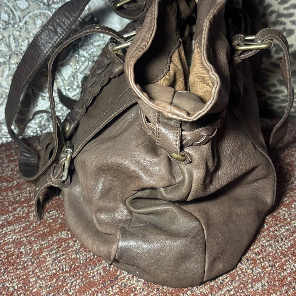 Marzia made in Italy genuine leather chocolate brown western slouchy fringe bag
